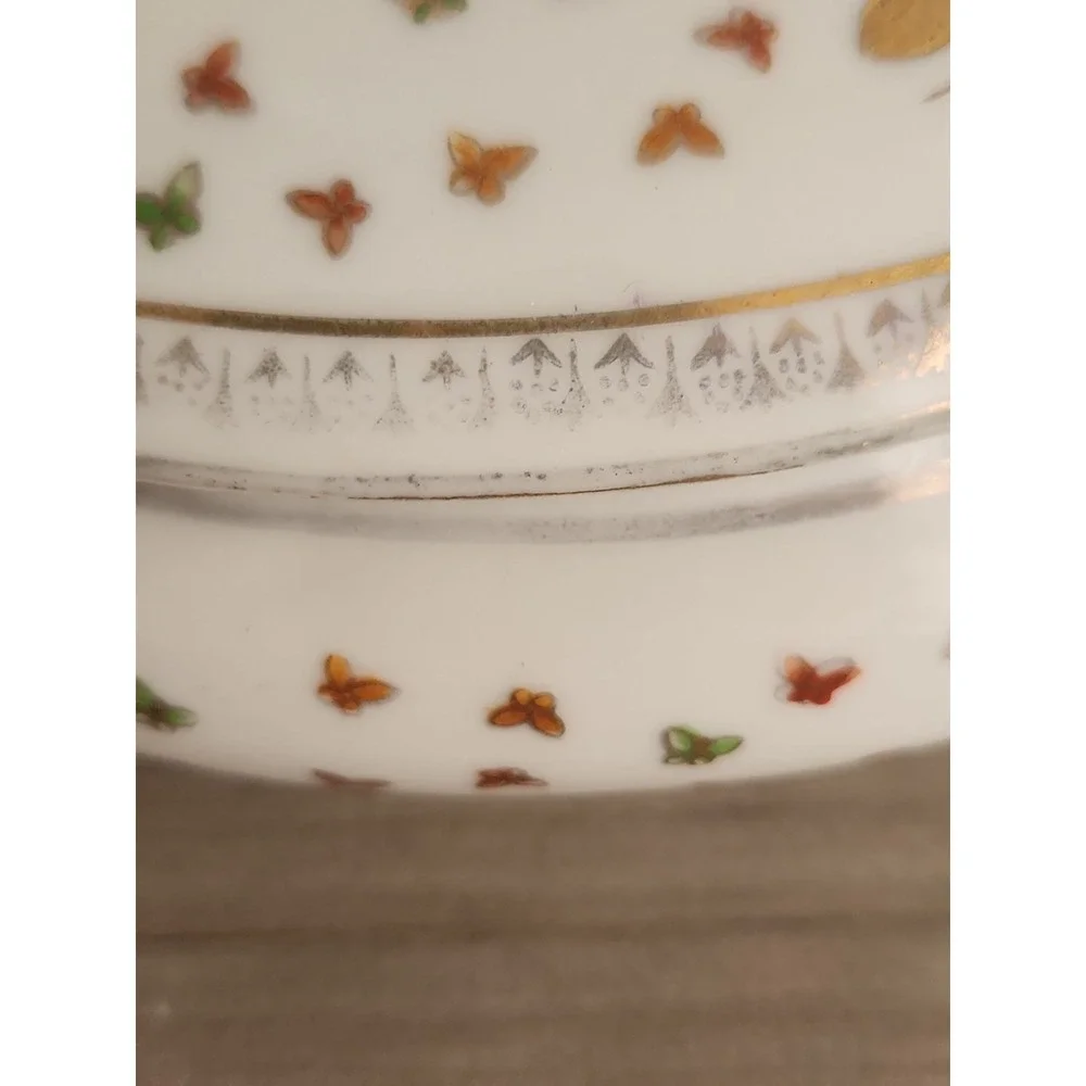 Vth Antq Ardalt Porcelain Butterflies Trinket Box Gold Handpainted Oval Gift